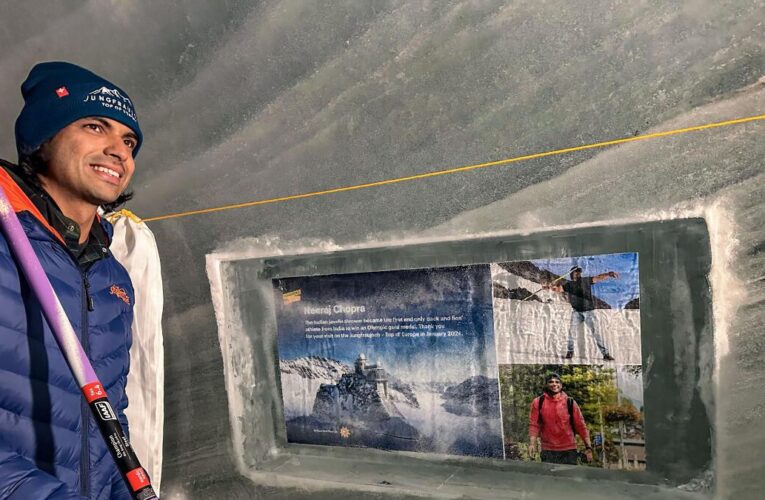 Neeraj Chopra honoured by Swiss tourism with plaque at Jungfrau’s Ice Palace