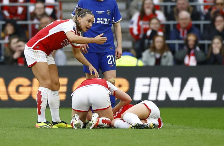 Arsenal’s Frida Maanum collapses during Women’s League Cup final