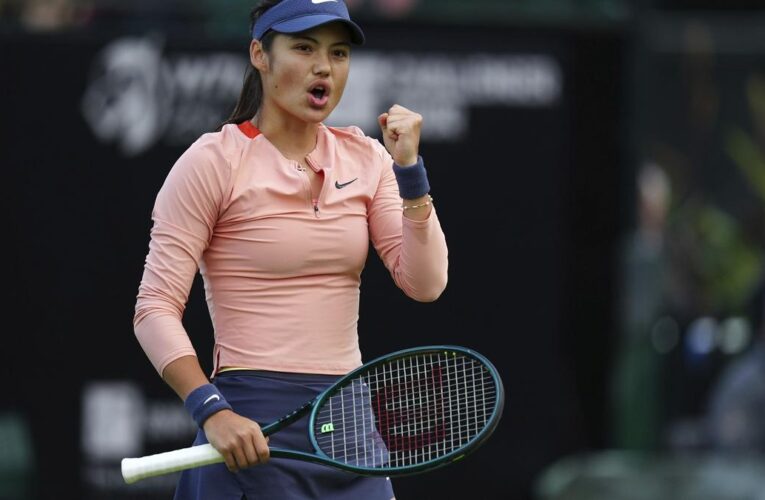 Nottingham Open: Raducanu edges ahead before bad light halts all-British semifinal