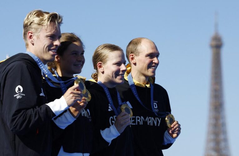 Paris 2024 Olympics: Germany wins triathlon mixed relay gold, US and Britain have medals switched