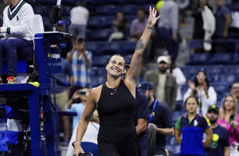 US Open 2024: Aryna Sabalenka shrugs off late start to battle past Ekaterina Alexandrova