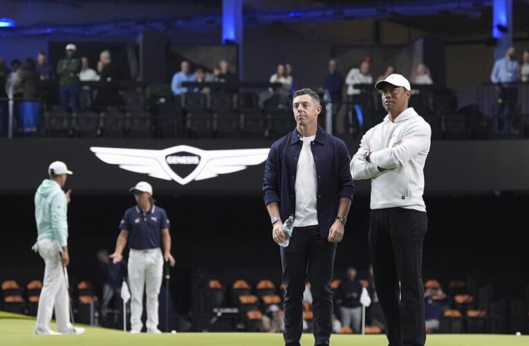 Indoor golf league created by Tiger Woods and Rory McIlroy has a loud, swift debut match
