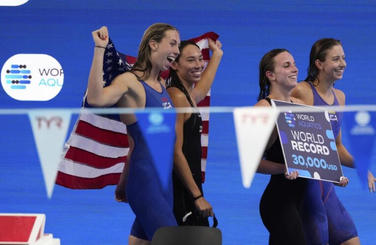 World Aquatics Championships: United States sets world record in women’s 4×100 medley relay