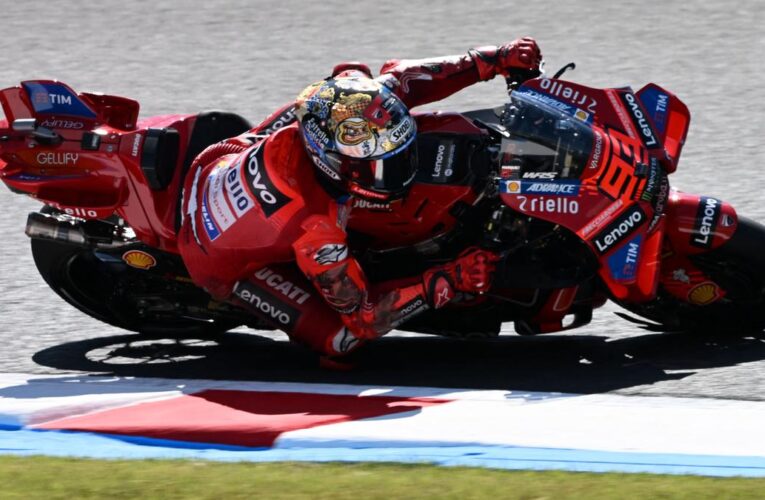Japan MotoGP: Marc Marquez third on grid as Bagnaia takes pole