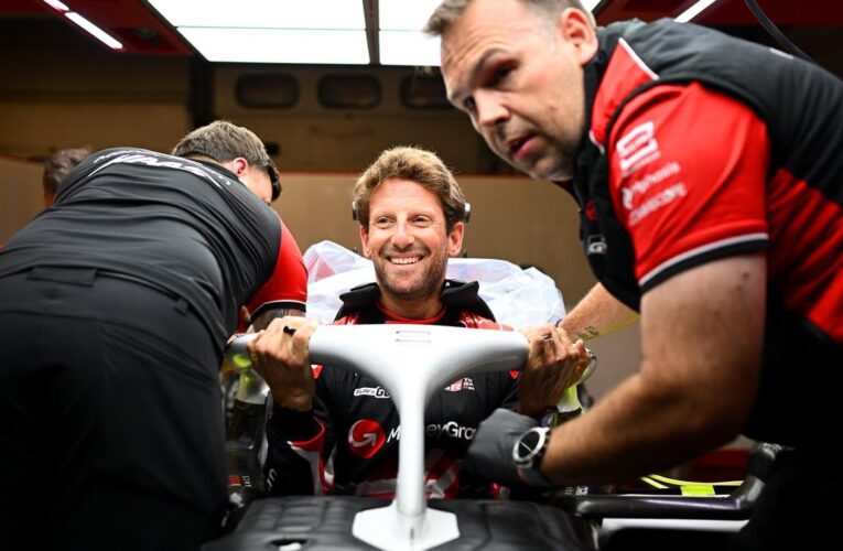 Watch: Grosjean in tears as he returns to F1 cockpit after fiery crash five years ago