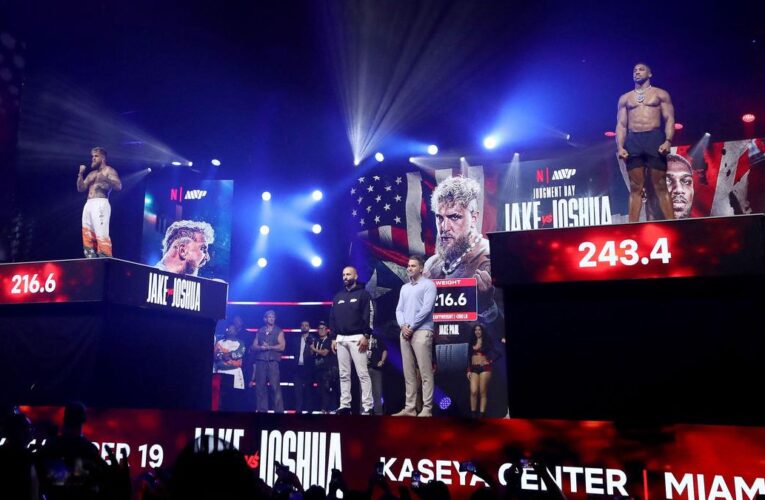 Paul vs Joshua: Anthony Joshua weighs 30 pounds heavier than Jake Paul before lucrative boxing bout