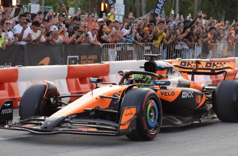 McLaren celebrates F1 legacy with Miami street show ahead of first race since last month’s Japanese GP